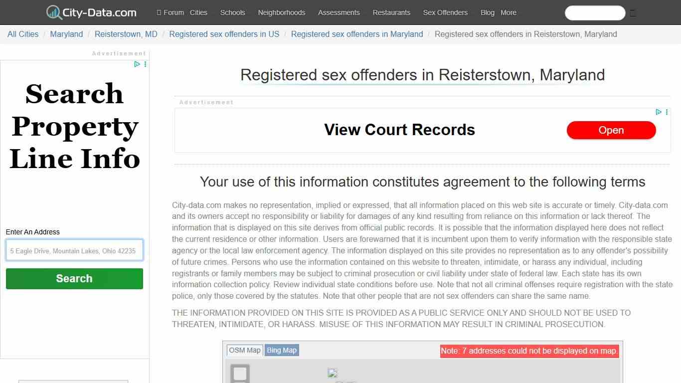 Registered sex offenders in Reisterstown, Maryland - crimes listed, registry-based, living in this city